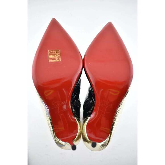 Christian Louboutin Bibooty 100 Black Platine Gold Patent Ankle Heel Boot 40 - Picture 12 of 12